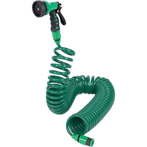 Tube d'irrigation extensible de 15 mètres en spirale avec pistolet multifonction 8 jets et raccords Brixo Iris Nilo