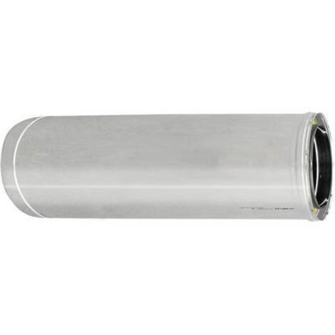 Tube inox 316L double paroi 1m – Diamètre intérieur 130mm – Diamètre extérieur 180mm – Épaisseur laine de roche 25mm pour désenfumage – DK