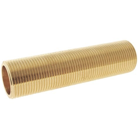 Tube fileté laiton brut à visser - Mâle 20/27 - Longueur 10cm - Sachet 2 pièces