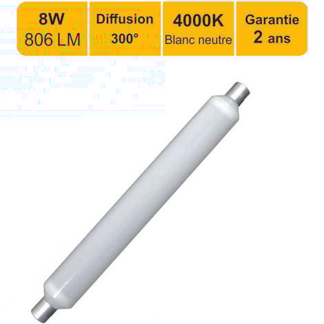 Tube LED linolite salle de bain S19 8W (Equiv. 50W) 806LM 4000K - garantie 5ans