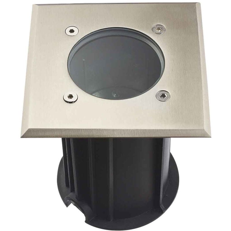 Support Spot Encastrable Sol GU5.3 MR16 120° DC12V Étanche IP67 Carré - perçage 98mm Diffuseur Transparent