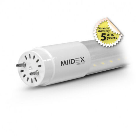 Tube LED T8 12W 1200 mm (Phase / Neutre même côté) Miidex Lighting®  blanc-neutre-4000k - transparent