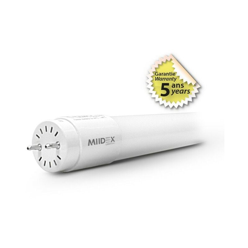 Miidex Lighting - Tube led T8 12W 1200 mm (Phase / Neutre même côté) ® blanc-neutre-4000k - opaque