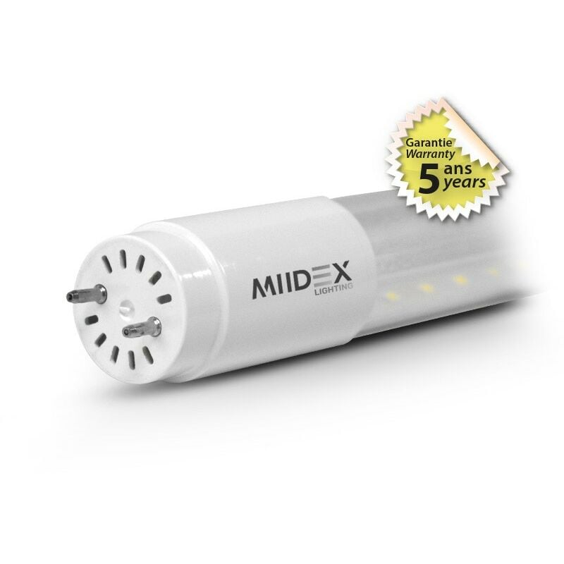 Miidex Lighting - Tube led T8 18W 1500 mm (Phase / Neutre même côté) ® blanc-neutre-4000k - transparent