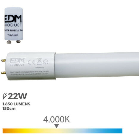 Tube Led T8 22w 150cm 4000k Edm éclairage Led Lumière Du Jour économique - Edm