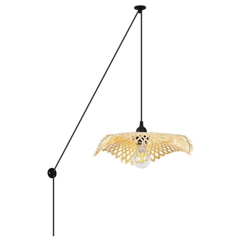 Lampe suspendue en osier avec câble 'alina' - Noir boho chic