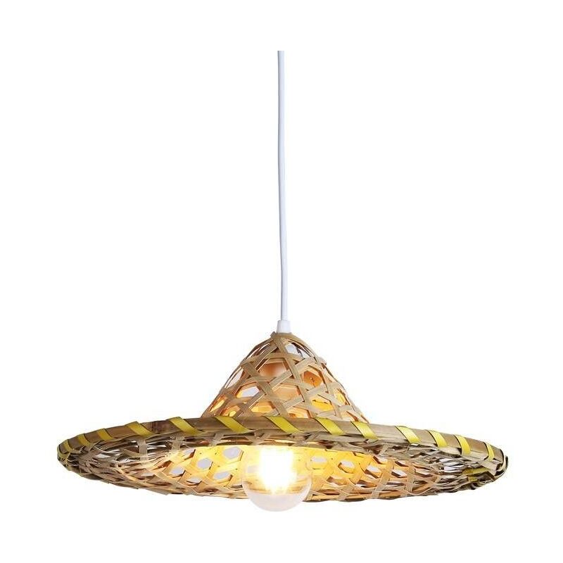 Lampe suspendue en bambou 'dido' - Blanc boho chic