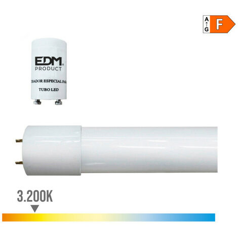 Tube LED T8 9w 850lm 3000k lumière chaude eq 18w ø2,6x60cm EDM