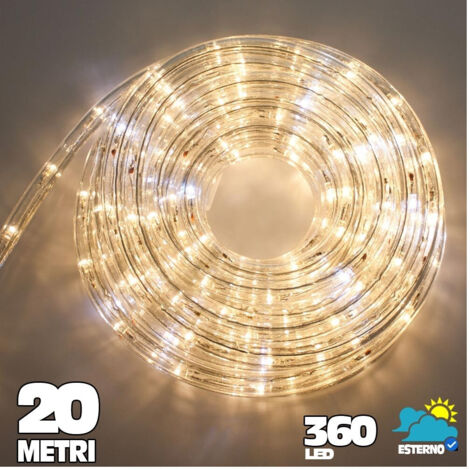 Tube Lumineux Led 360° Blanc Chaud 20 Mètres Pour Usage Extérieur + Contrôleur