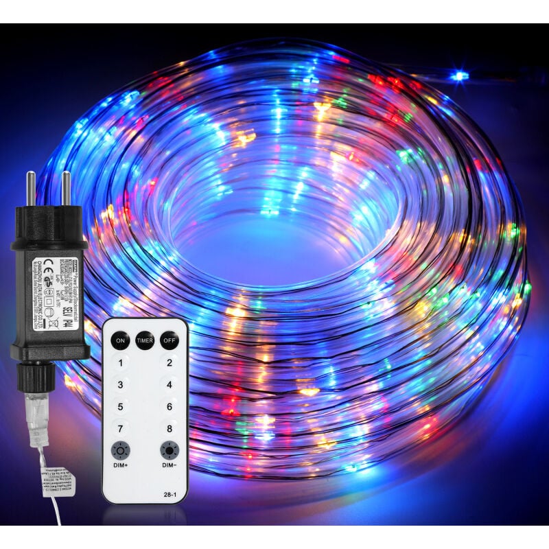 Tube lumineux led avec télécommande Chaîne lumineuse Tube lumineux extérieur/intérieur Filet lumineux Mariage—Multicolore—30m