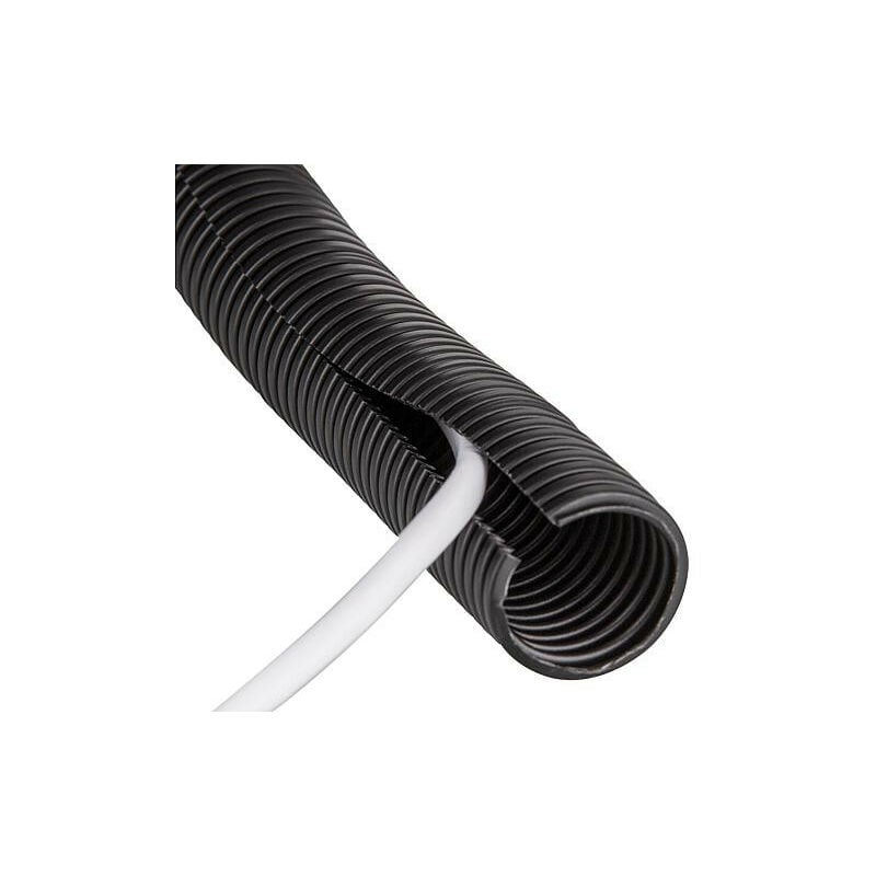 Banyo - Tube ondule plastique fendu PP-mod, NW17 noir rouleau de 50m