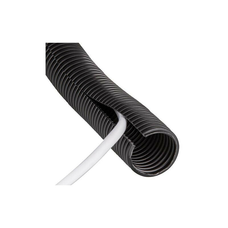 Tube ondule plastique fendu PP-mod, NW37 noir rouleau de 25m