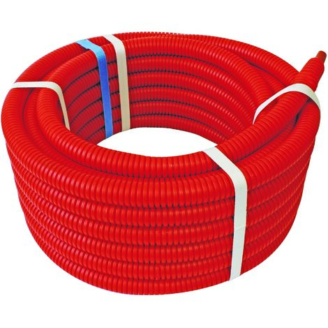 Tube PER pré-gainé rouge Ø13/16 mm - Couronne 100m