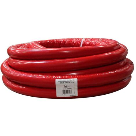 Tube PER prégainé isolé rouge Ø25mm – Longueur 25m – Gaine en polypropylène – Isolation thermique pour chauffage et eau sanitaire