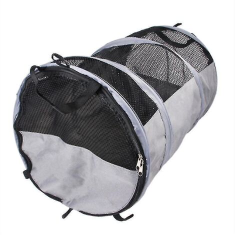 Tube pour animaux Mimigo, cage/abri pour animaux, sac de voyage pour animaux, cage portable, accessoire de voiture pour animaux, léger, sécurisé, anti-griffes, durable, lavable - Gris S