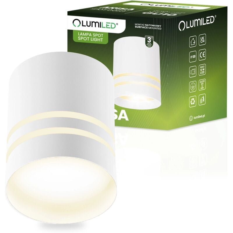 Tube spot halogène en saillie ARISA GU10 rond blanc 80 mm