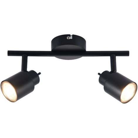 Tube spot LED Brilliant Andres 2-flammes noir mat, métal, 2x QPAR51, GU10, 10 W, lampes à réflecteur LED incluses (flux lumineux : 345lm, couleur de la lumière : 3000K)