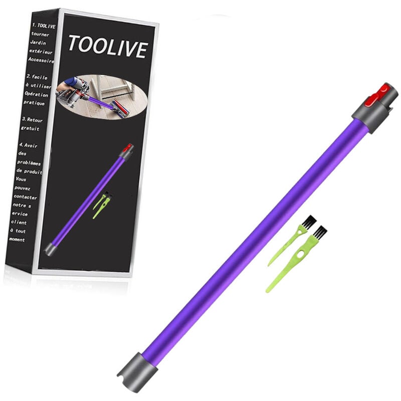 Tube Télescopique Tige Rigide Rallonge compatible pour Dyson V11 V10 V15 V8 V7 Longueur 73 cm Tube à Dégagement Rapide - Violet