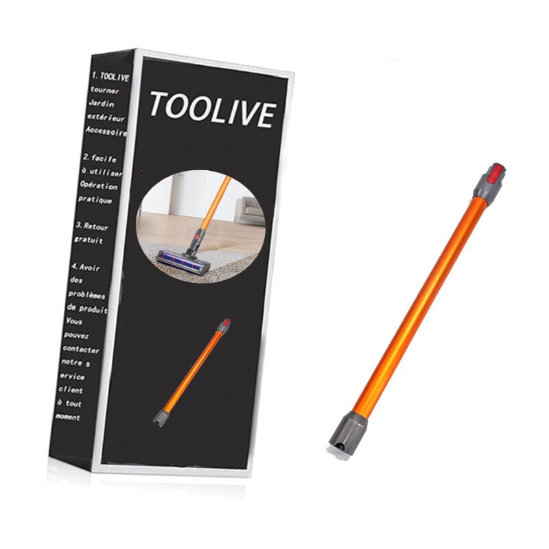 Toolive - Tube Télescopique Tige Rigide Rallonge compatible pour Dyson V11 V10 V15 V8 V7 Longueur 73 cm Tube à Dégagement Rapide - Orange
