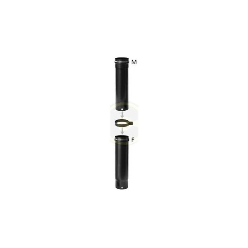 Tube télescopique pour poêle à pellets en porcelaine d.8 noir mat mm.1,2 sans joint - Save