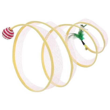 Tube tunnel pliable pour chat en forme de S, jouet interactif avec souris, tunnel ressort pour chat, accessoire amusant et pliable.
