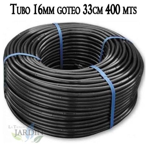 Tuberia riego por goteo 16mm  Tubo con Goteros cada 33 cm  Tuberia goteo 16 mm 400 metros negro