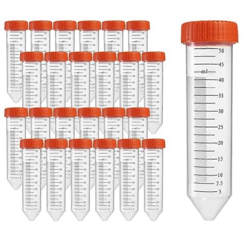 Tubes à centrifuger coniques 50 mL, bouchons à vis étanches (voir illustration)