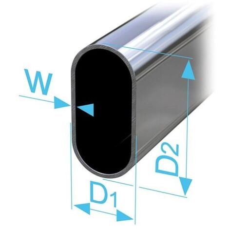 Tubes d'armoires ovales en acier 30x15x1200mm chromé
