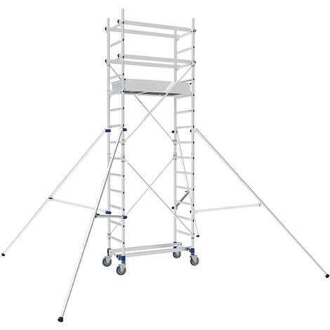 Tubesca Comabi – Échafaudage roulant 1 plateau – Hauteur de travail max. 4,85m – Structure en aluminium pour chantiers intensifs – Passage de porte 70 cm