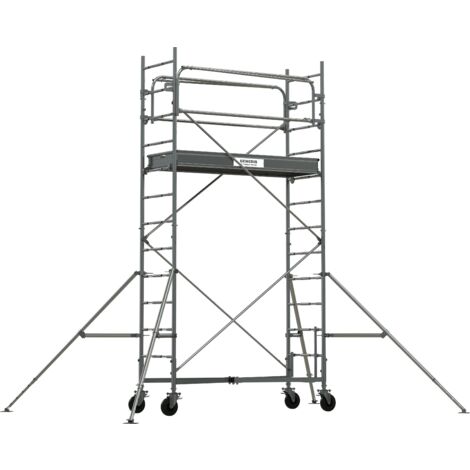 Tubesca Comabi – Échafaudage roulant en acier 750/4 – Hauteur de travail 4,80 m – Charge maximale 200 kg/m² – Base pliante avec roues réglables