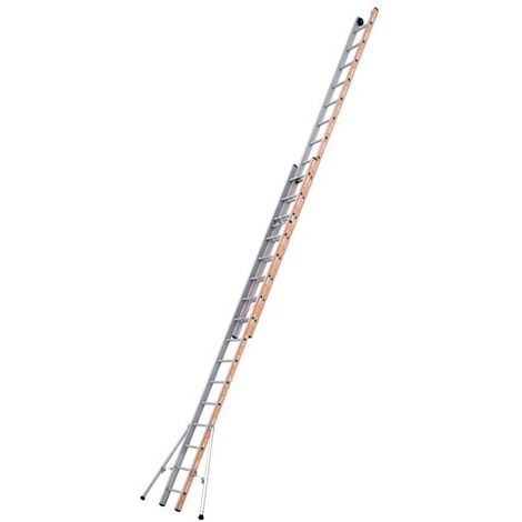 Tubesca Comabi – Échelle coulissante à corde 2 plans 8,02 m – Aluminium – 16 échelons – Charge max 150 kg – Sabots antidérapants pour stabilité accrue