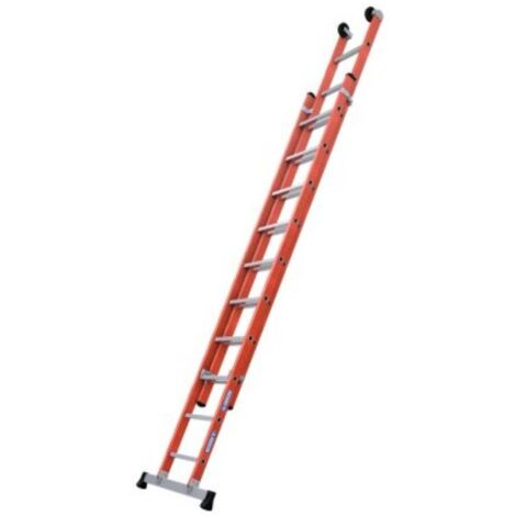 TUBESCA-Comabi - Échelle coulissante 2 plans en fibre de verre – Barre stabilisatrice – Longueur 4 à 6 m - Longueur déployée 5,3 m