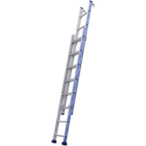 Tubesca Comabi – Échelle escamotable en aluminium 2 plans 2,34x4,02m – Charge max 150 kg – Système de verrouillage – Crochets pour fixation - 02422708-002