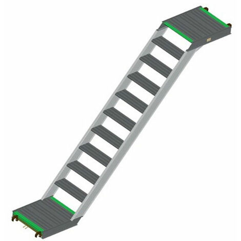 Tubesca Comabi – Escalier droit 3.00m pour 2.00m de haut – Structure en acier et aluminium – Largeur 71cm – Profondeur des marches 18.5cm – 4240019