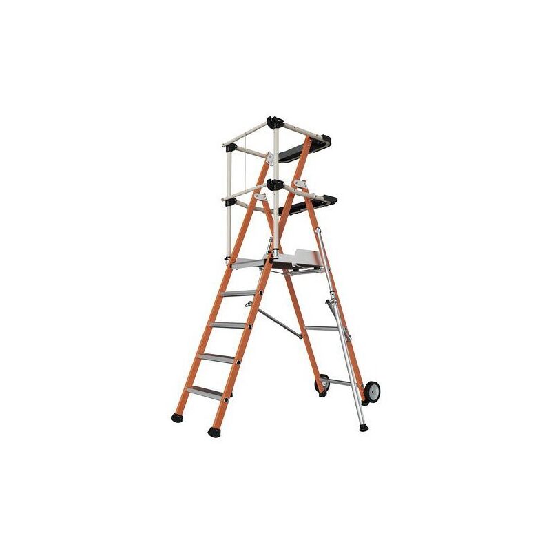 Tubesca Comabi - Escabeau Plate-Forme Individuelle Sécurisée tubesca Sherpa 5 Marches Hauteur de Travail 3,17m - 02272855 - neuf Déclassé