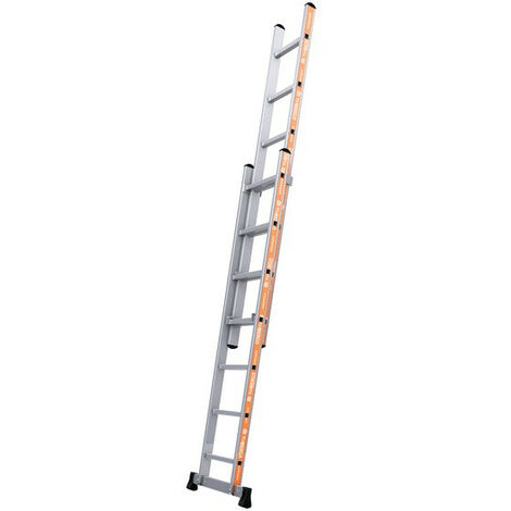 Tubesca - Echelle coulisse à main en Alu 2x7 marches accès 4,1m max. - PRONOR