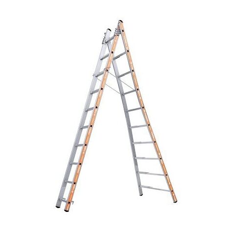Tubesca - Echelle transformable Alu 2x10 échelons Haut. accès 5,82m - PRONOR