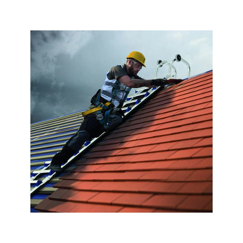 Tubesca Comabi - Echelle de couvreur de 9,26m de longueur : échelle avec crochets de toit. - EVOKLIP/250/926