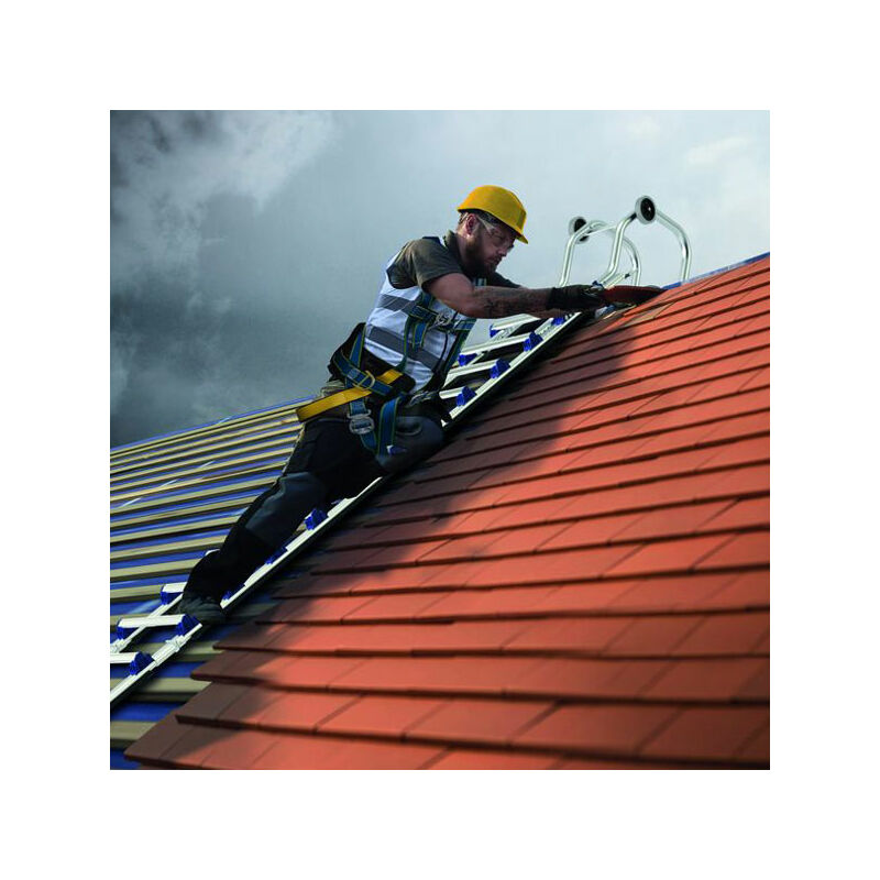 Tubesca Comabi - Echelle de couvreur de 3,46m de longueur : échelle avec crochets de toit. - EVOKLIP/330/346