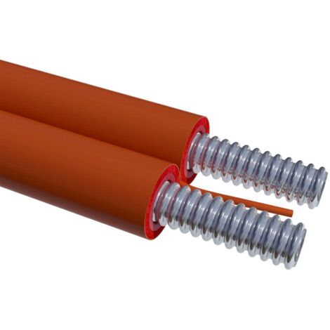Tubi CSST binati in acciaio inossidabile AISI 304 DN15 con rivestimento isolante termico color rosso coppo e cavo multipolare per impianti solari termici - Rotolo da 25 metri A01-0001-08227
