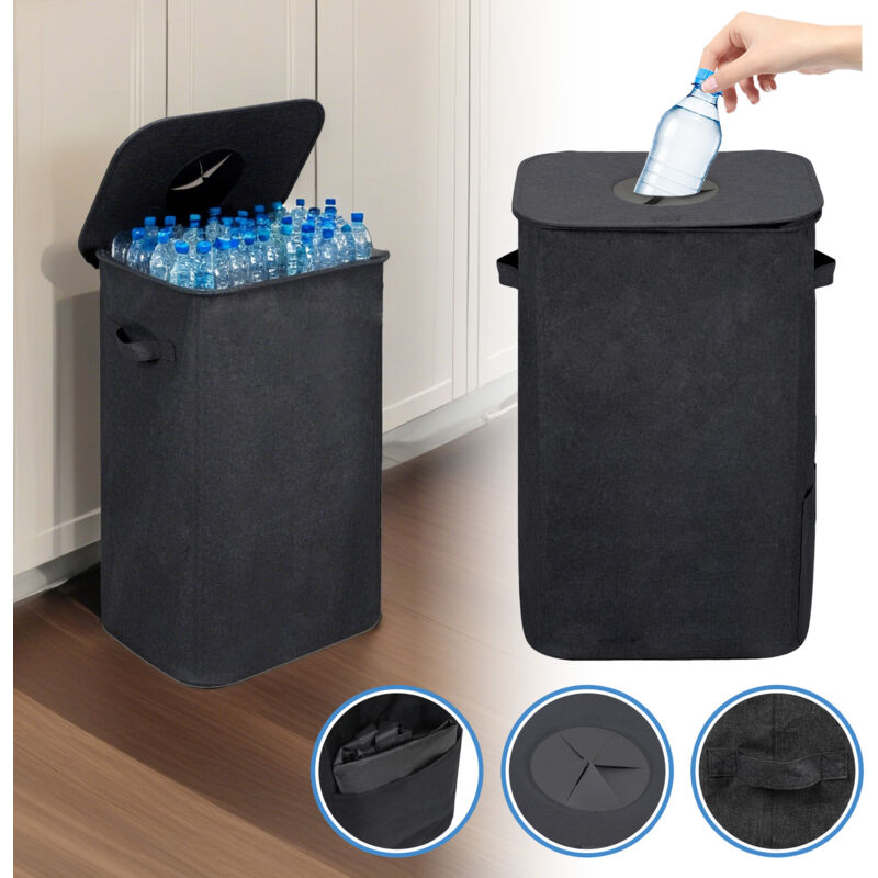 Tubiaz - 100L stockage des bouteilles consignées Poubelle Recyclage Avec 2 Sacs De Transport, Stockage Des Bouteilles Consignées noir