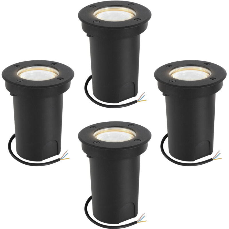 Tubiaz - 4x 3W Lumières enterrées Pivotant Lampes de sol pivotantes avec source lumineuse Blanc neutre - Noir Boîtier, éclairage extérieur
