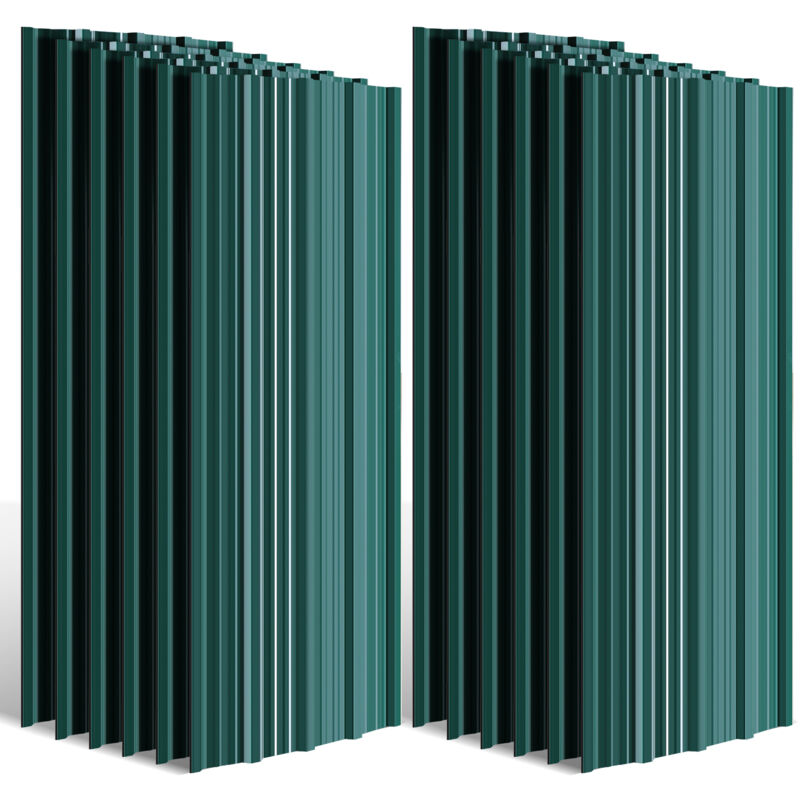 24x Tôles profilées ondulées revêtement mur toit abri de jardin, Vert, 129cm x 46cm = 14.24m² - Tubiaz