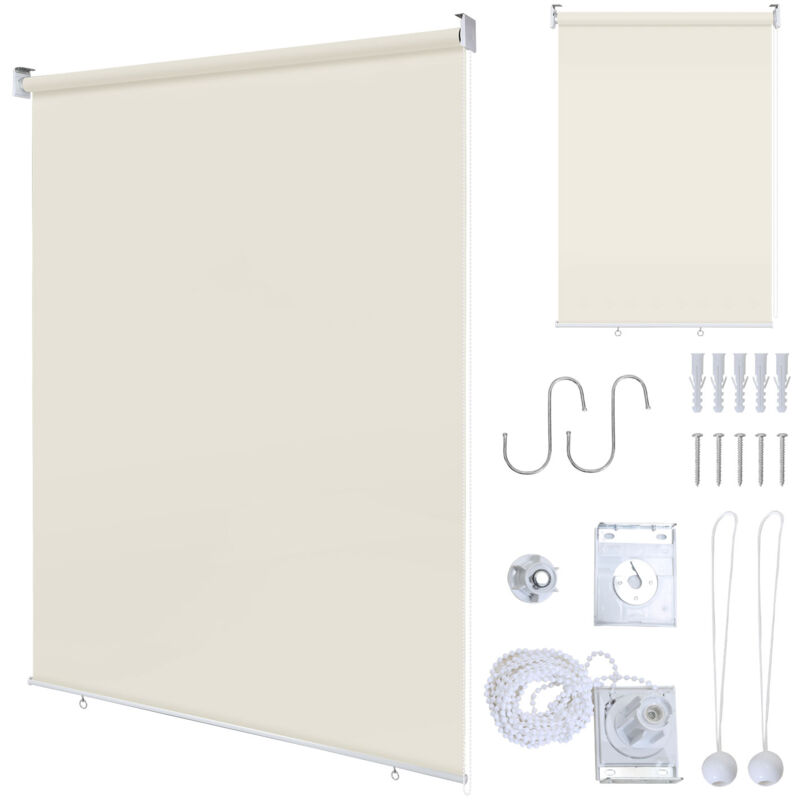 Tubiaz - Store vertical enrouleur extérieur pour terrasse ou balcon Paravent rétractable Protection solaire 100x140CM Beige