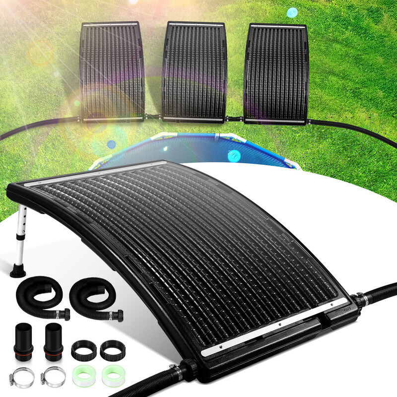 3x Panneau de chauffage solaire 110 x 65 x 15 cm 10.000L/h réglable 27/35cm raccord pehd résistant chauffage piscine écologique collecteur - Tubiaz