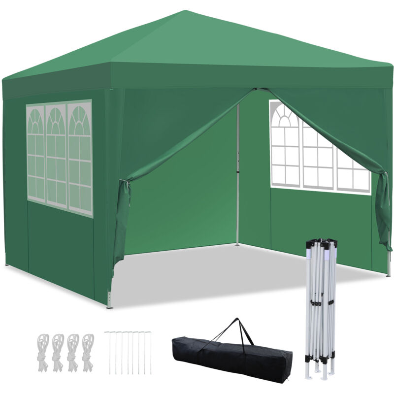 3x3m Tonnelle Tente de jardin pliante, pour camping jardin mariage Protection uv 50+ vert Sans Parois - Tubiaz