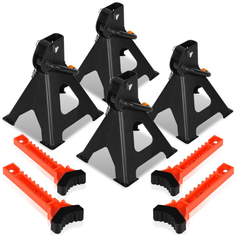 4x chandelles 3T pliantes réglables Crics pour voitures Béquilles Pour SUV/Van/Caravane - Tubiaz