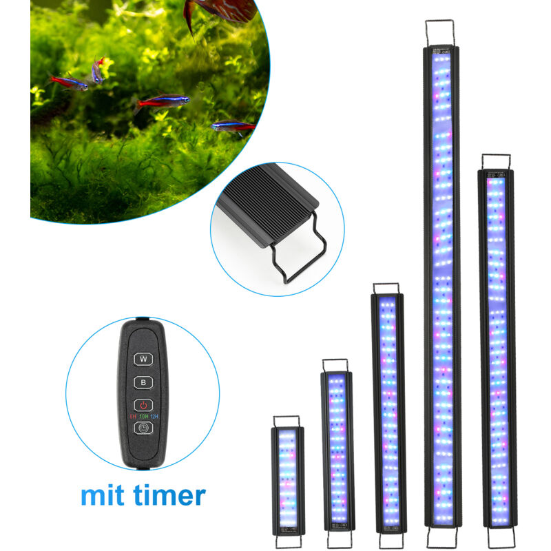 64-90cm led Eclairage Aquarium, led rgb+ 24/7 Éclairage led Aquarium avec Minuteur, 28W ,pour Plantes d'Aquarium - Tubiaz