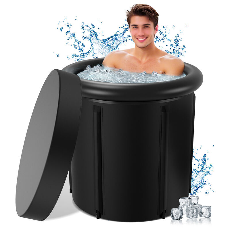 Tubiaz - Baignoire à glace, baignoire gonflable pliante avec couvercle, (80 cm ø)