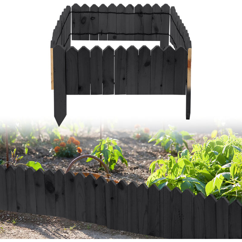 Bordure de Jardin en Bois de Pin Naturel 200x30x1.5 cm - Clôture Décorative pour Pelouse et Massifs Teinte bois brut - Tubiaz